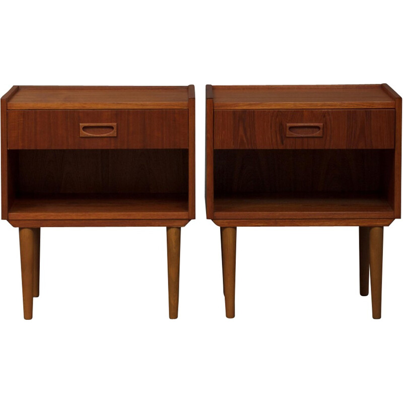 Pair of vintage night stands in teak - 1970s