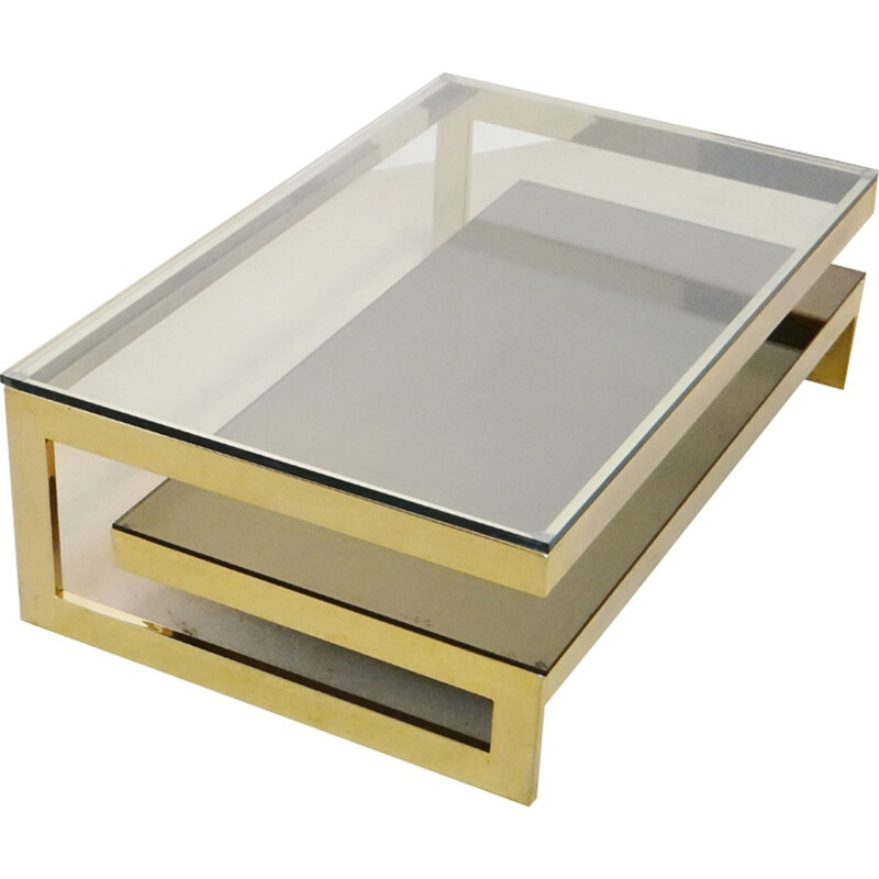 Gold plated g-shape coffee table - 1970s