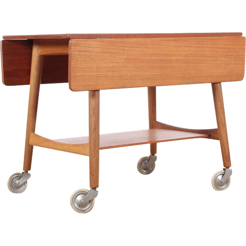 Vintage side table on wheels by Hans Wegner for Andreas Tuck - 1950s