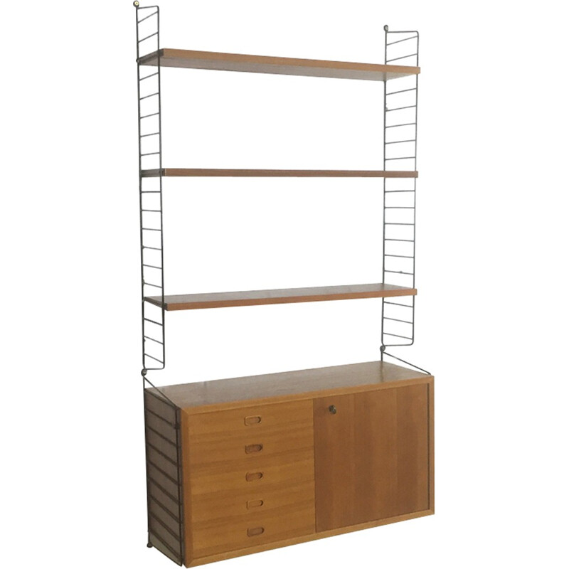 Swedish Walnut Wall Unit by Nisse Strinning for String - 1960s