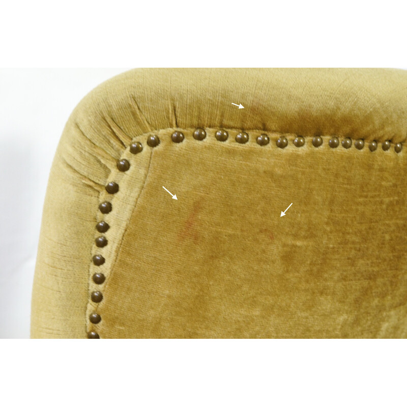 German cocktail vintage chair with beige velvet cover - 1950s