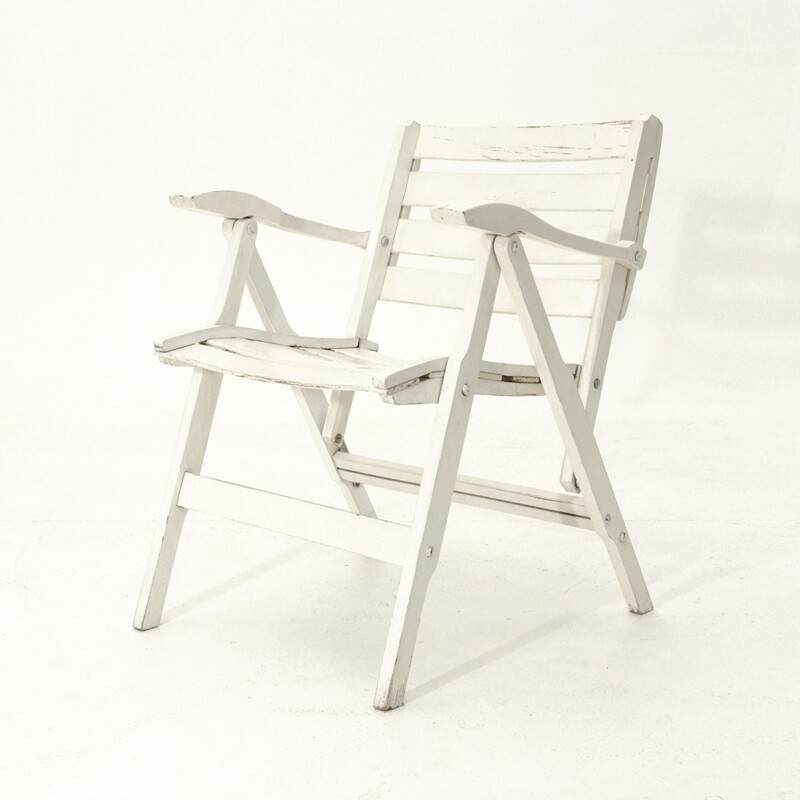 Italian armrest folding chair for Fratelli Reguitti - 1950s