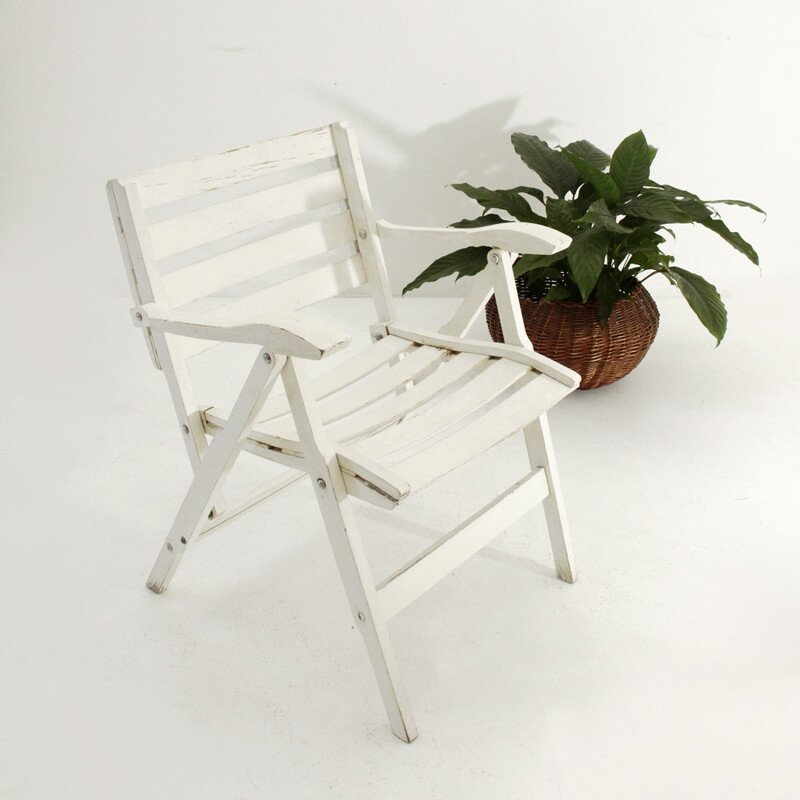 Italian armrest folding chair for Fratelli Reguitti - 1950s