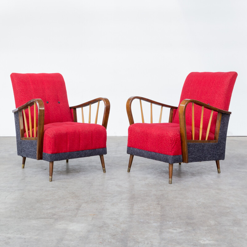 Set of 2 Classic comfort armchairs - 1950s