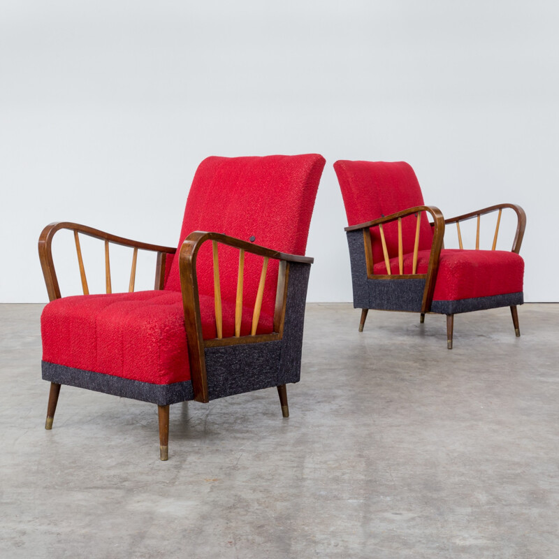 Set of 2 Classic comfort armchairs - 1950s