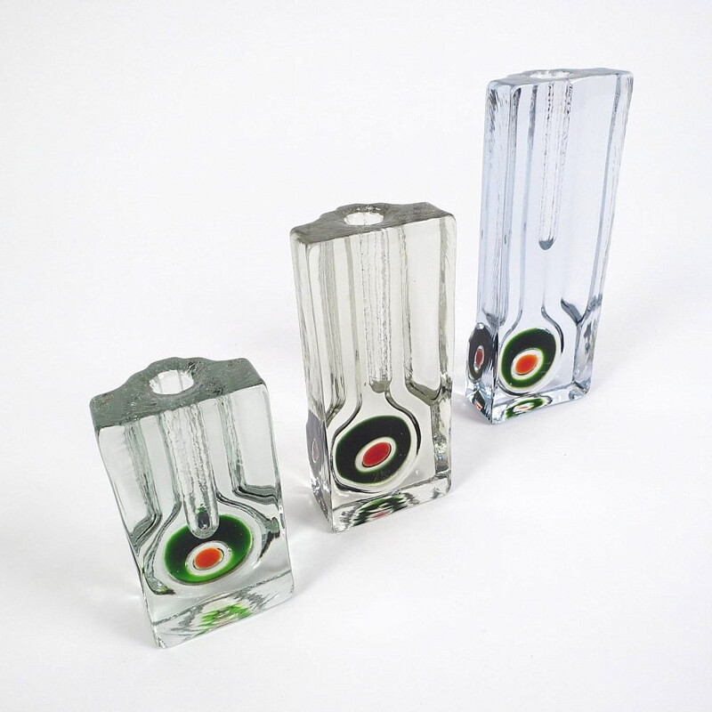 Set of 3 Walther Glass vases - 1960s