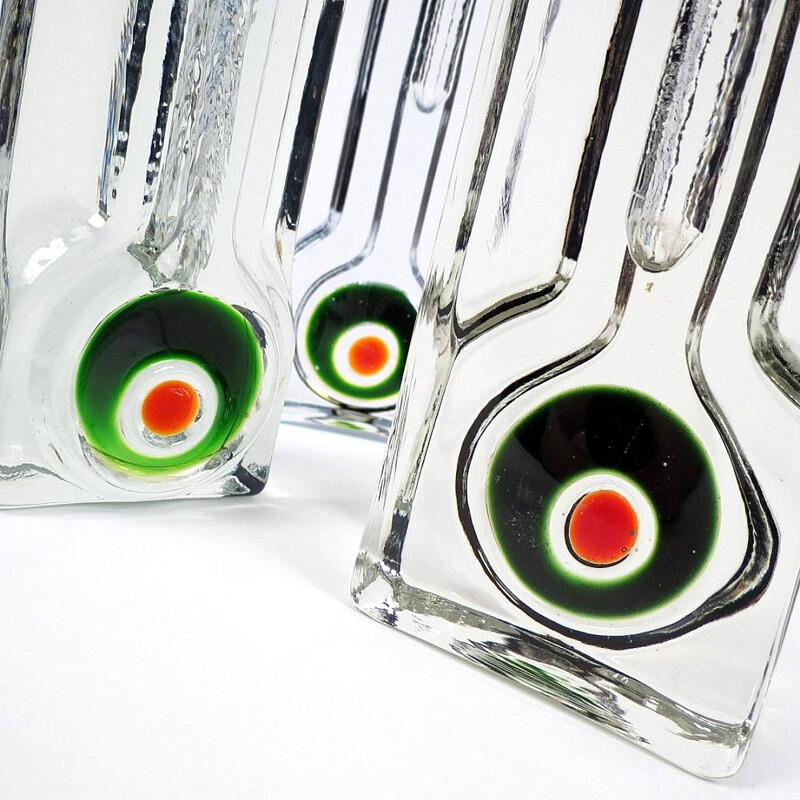 Set of 3 Walther Glass vases - 1960s