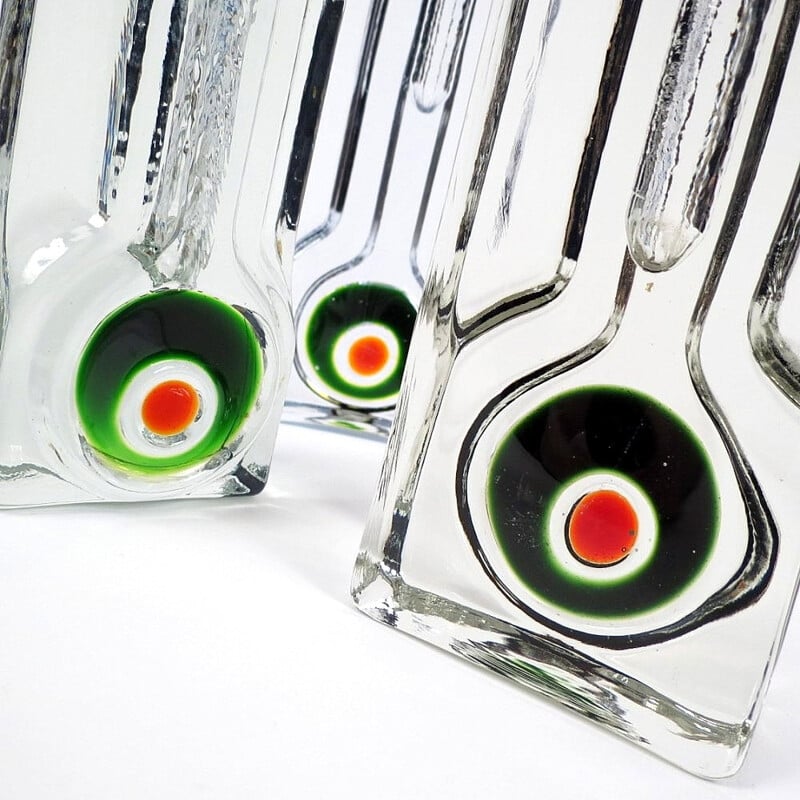 Suite de 3 vases Walther en verre - 1960