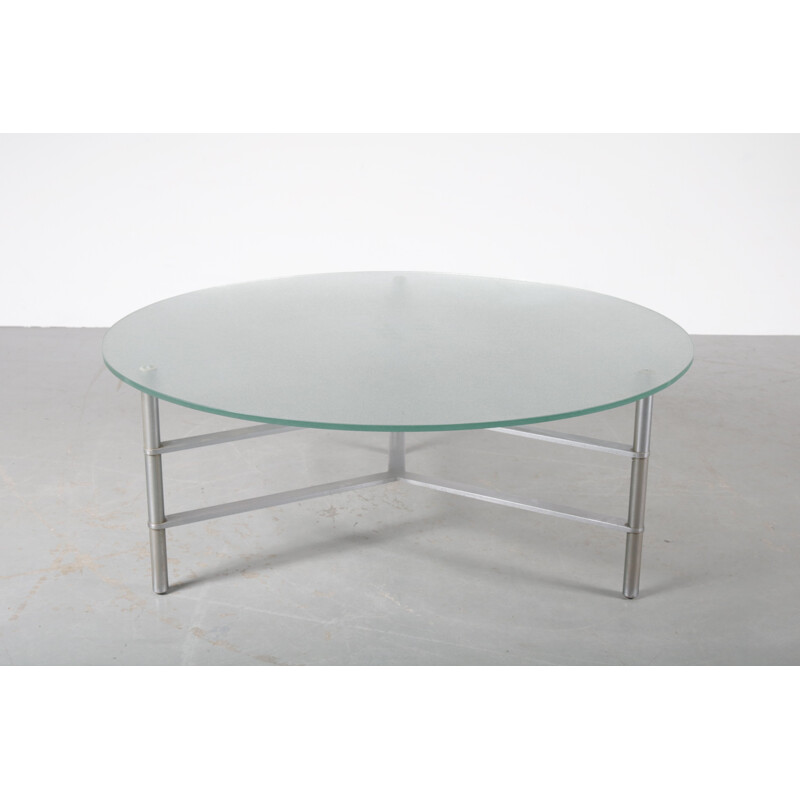 Table basse vintage ronde en verre - 1960