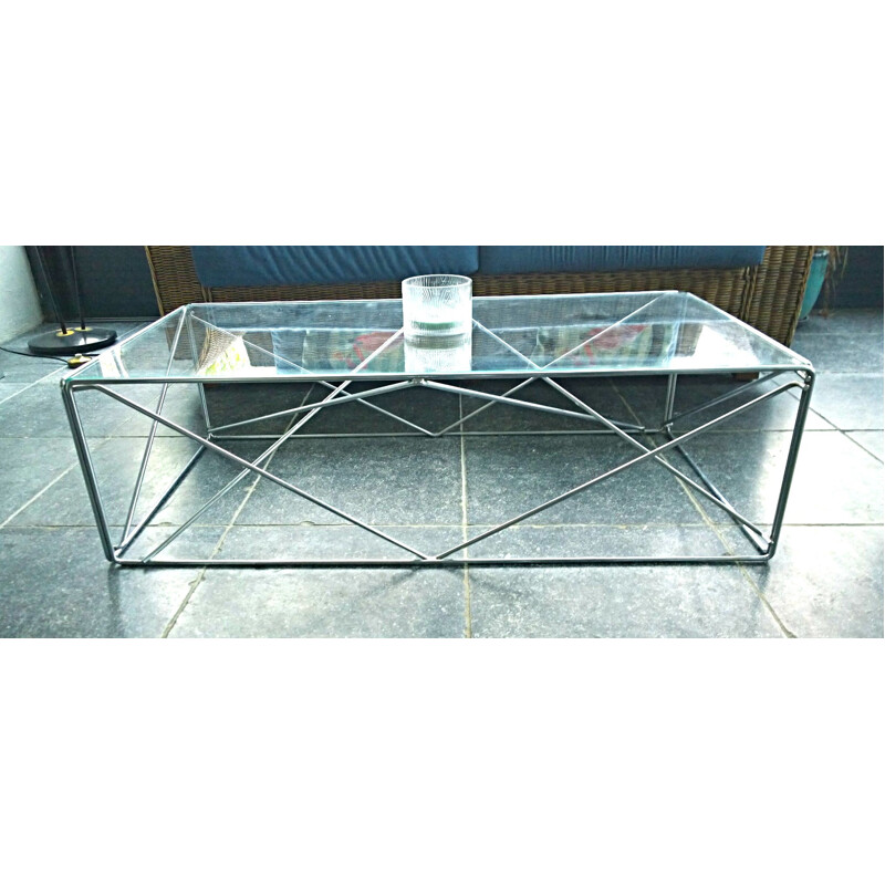 Table basse rectangulaire en verre, Max SAUZE - années 70