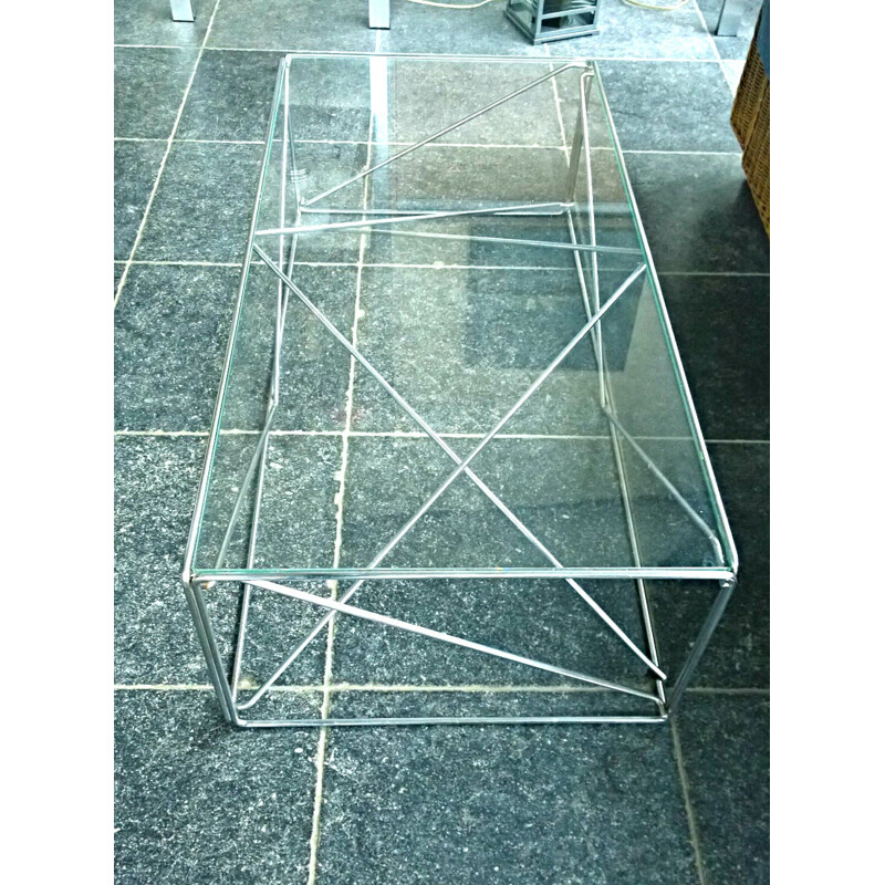 Table basse rectangulaire en verre, Max SAUZE - années 70