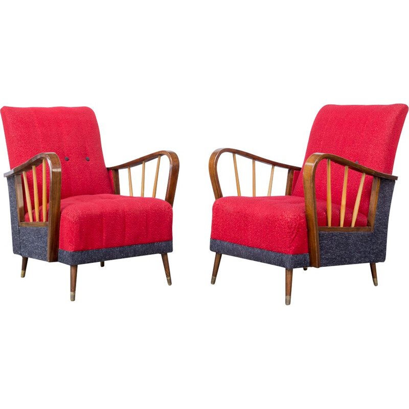 Set of 2 Classic comfort armchairs - 1950s