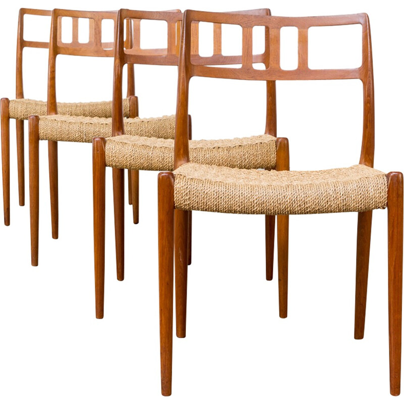 Set of 4 model 79 chairs by  Niels Otto Møller for J.L Moller - 1960s