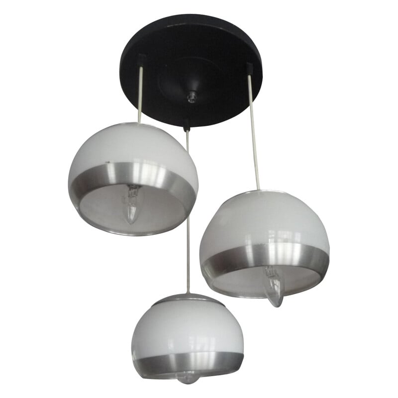 Italian hanging lamp with 3 globes, Manufacturer Stilux - 1960s