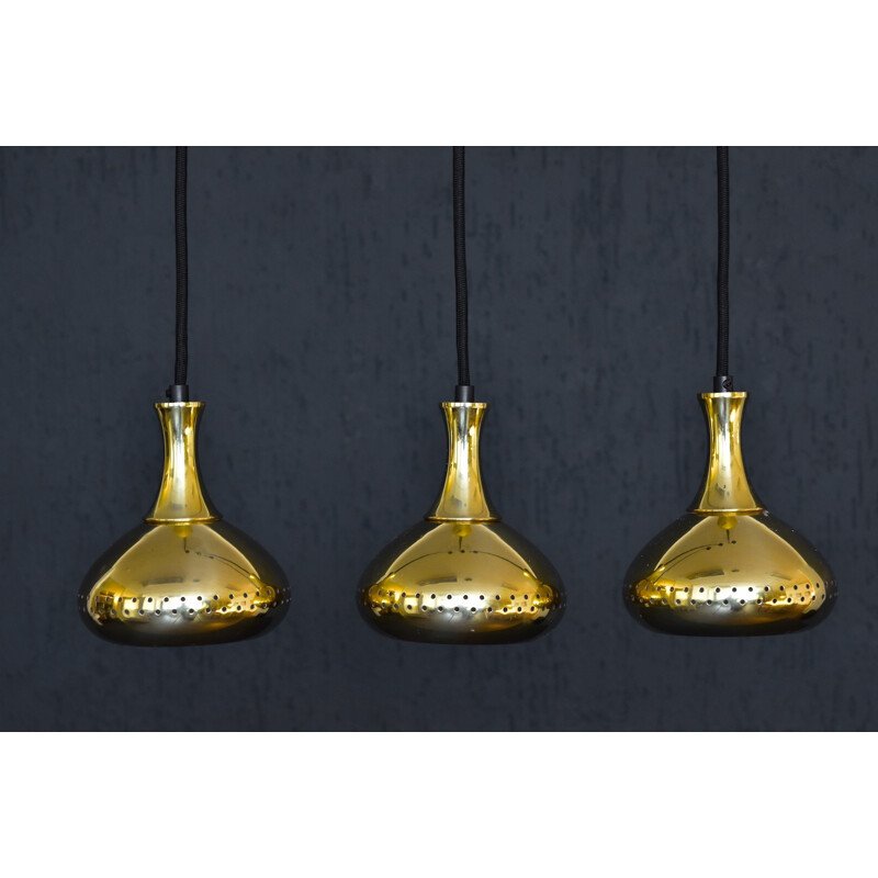 Set of 3 brass pendants by Hans Agne Jakobsson  AB Markaryd, Sweden - 1950s