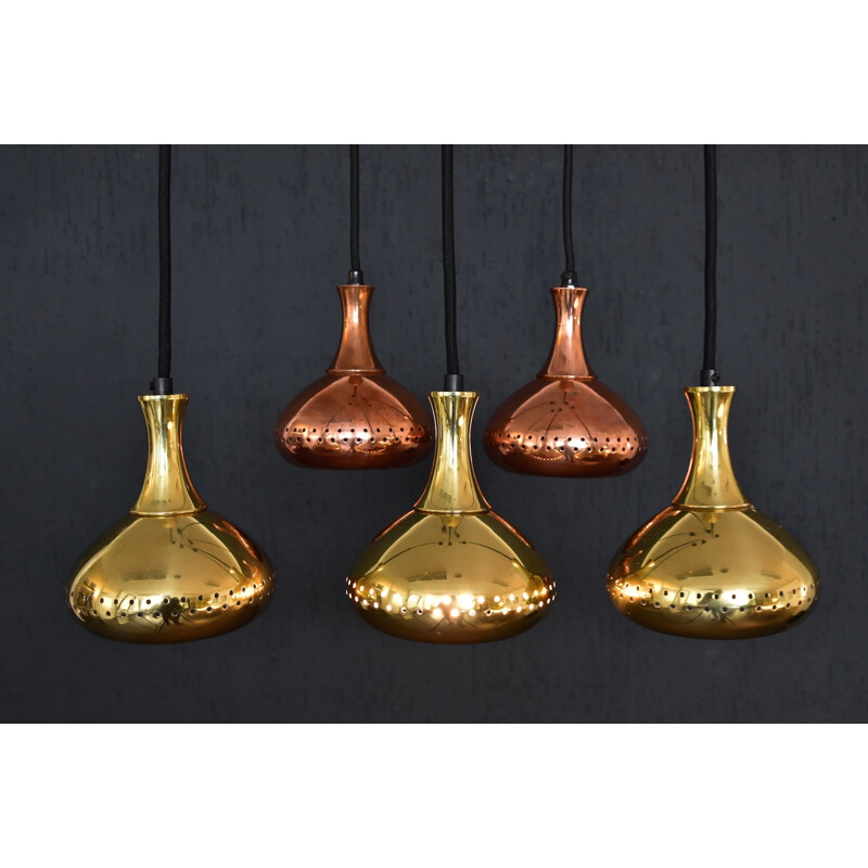 Set of 3 brass pendants by Hans Agne Jakobsson  AB Markaryd, Sweden - 1950s