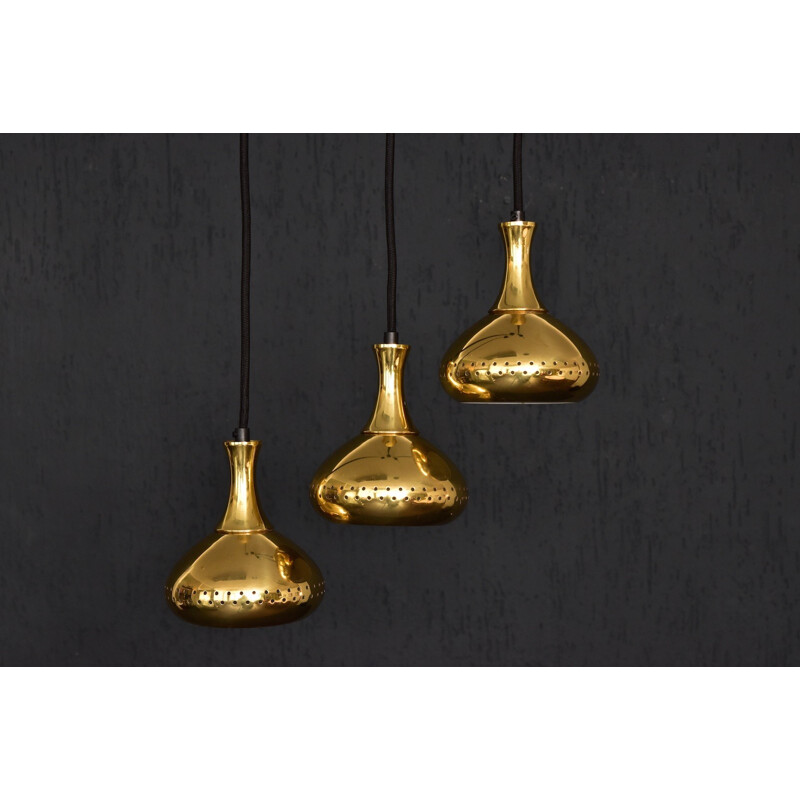 Set of 3 brass pendants by Hans Agne Jakobsson  AB Markaryd, Sweden - 1950s