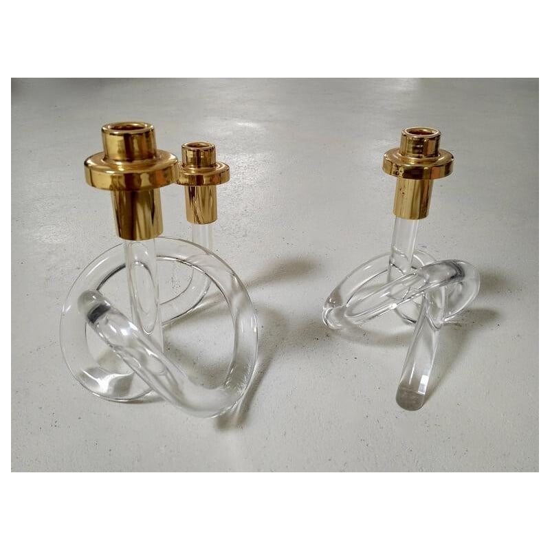 Lucite Pretzel vintage Candleholders for Dorothy Thorpe - 1950s