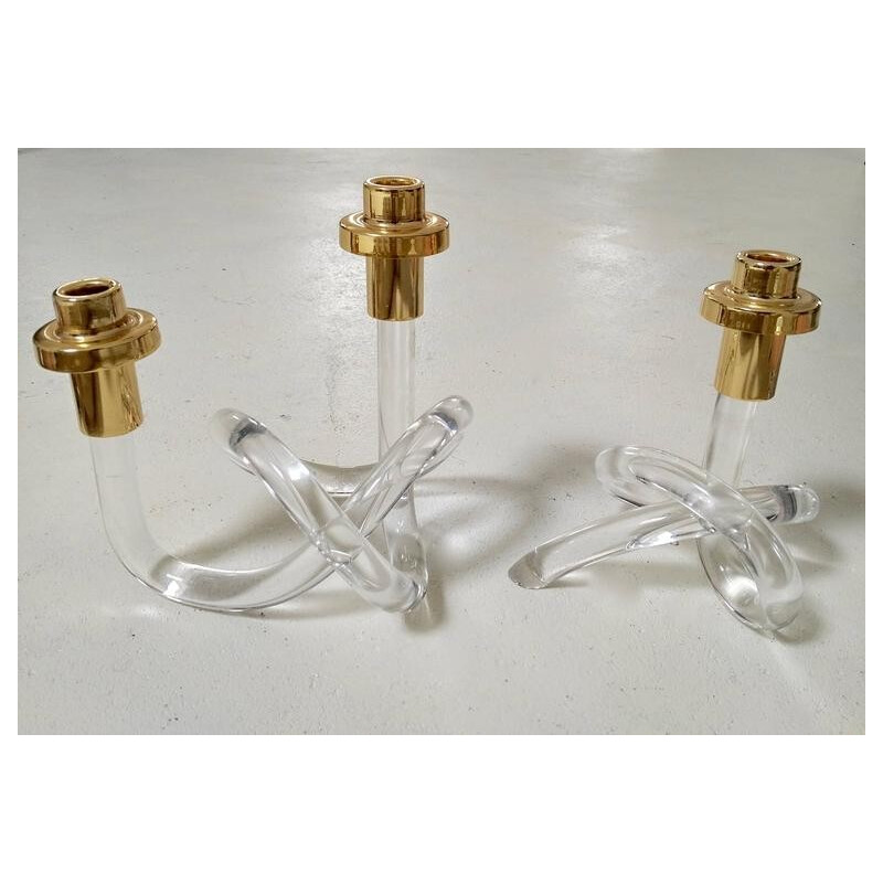 Lucite Pretzel vintage Candleholders for Dorothy Thorpe - 1950s