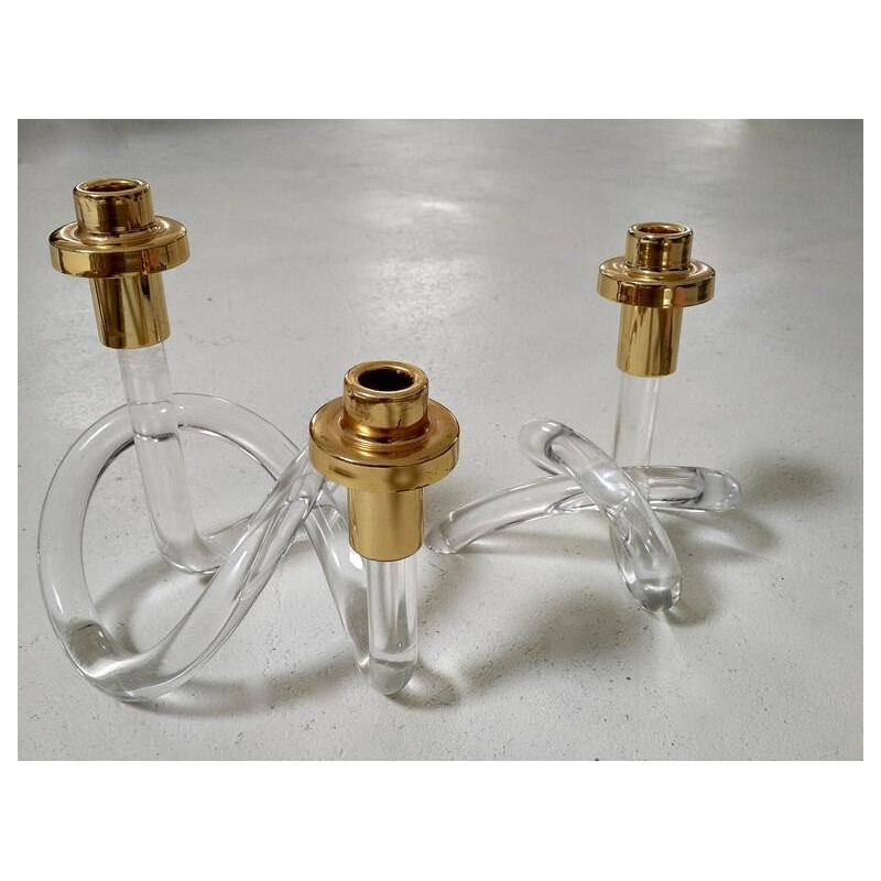 Lucite Pretzel vintage Candleholders for Dorothy Thorpe - 1950s