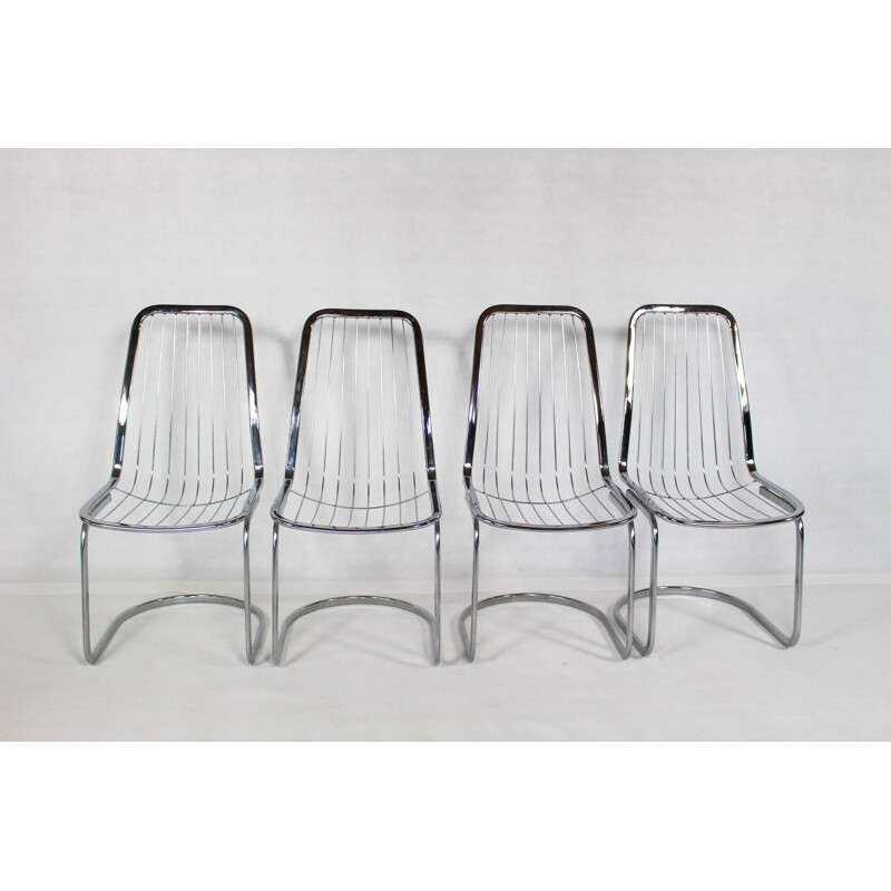 Set of 4 Industrial Chairs Chrome - 1990s