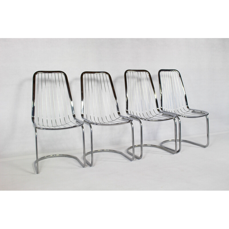 Set of 4 Industrial Chairs Chrome - 1990s