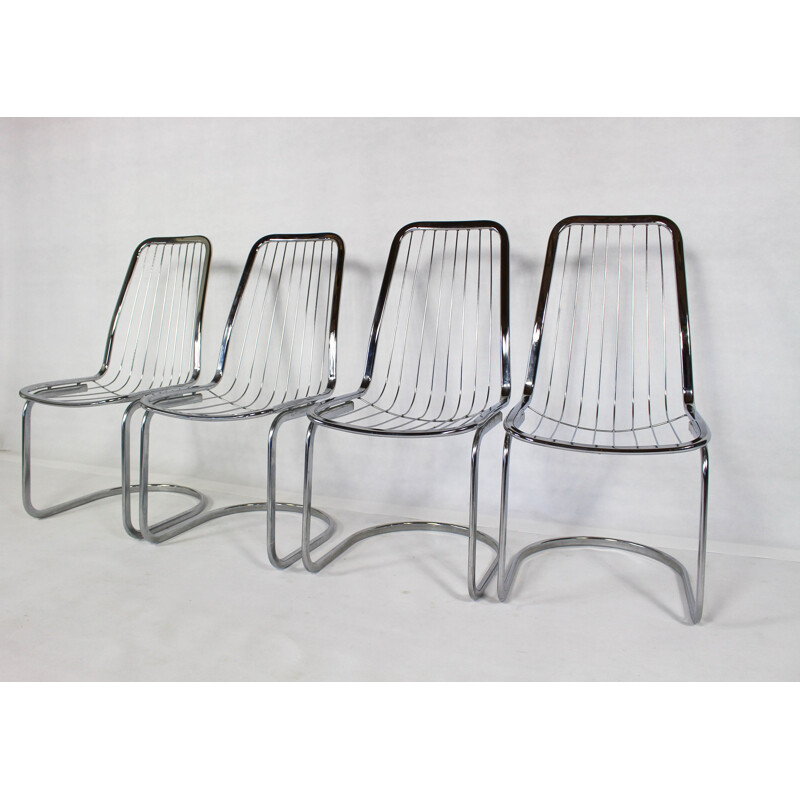 Set of 4 Industrial Chairs Chrome - 1990s