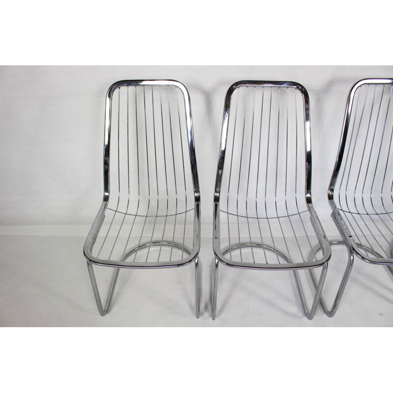 Set of 4 Industrial Chairs Chrome - 1990s