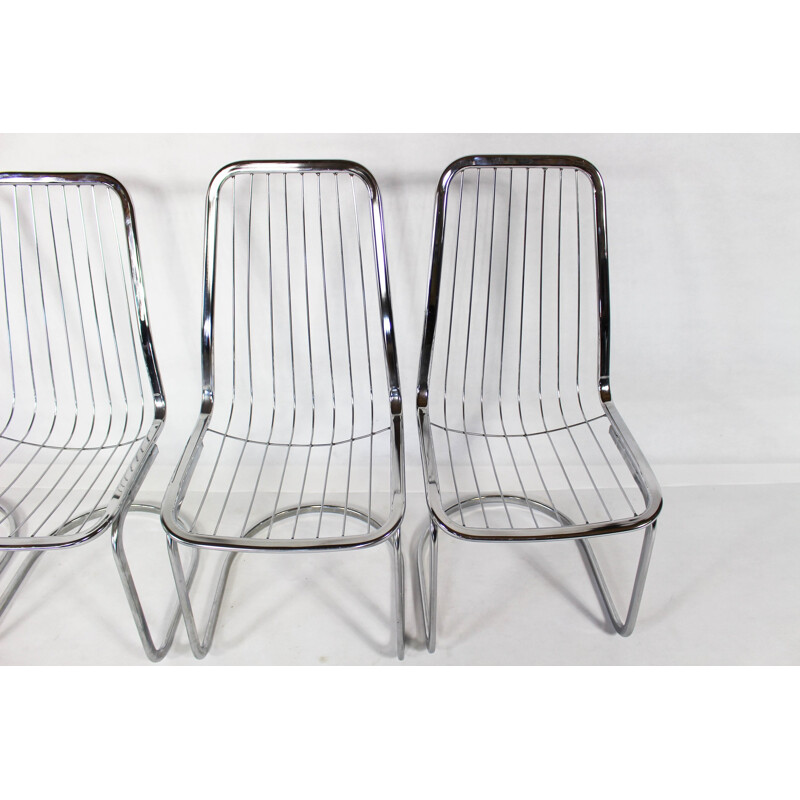 Set of 4 Industrial Chairs Chrome - 1990s