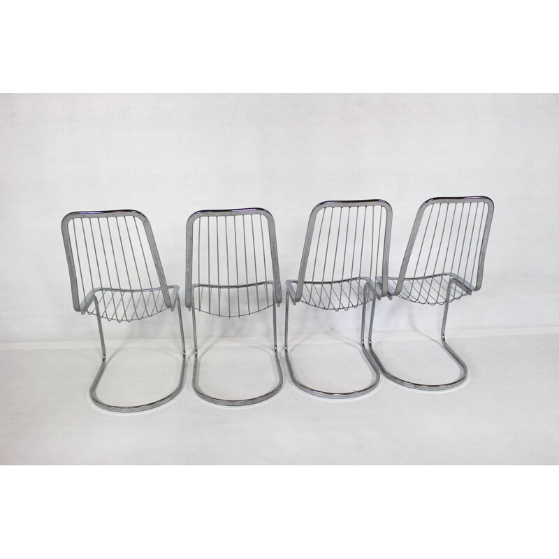 Set of 4 Industrial Chairs Chrome - 1990s