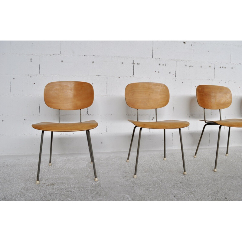 Série de 4 chaises vintage, modèle 116 de Wim Rietveld pour Gispen - 1950