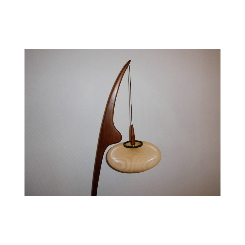 Praying mantis Floor lamp with Mahagony legs by Jean Rispal - 1950s