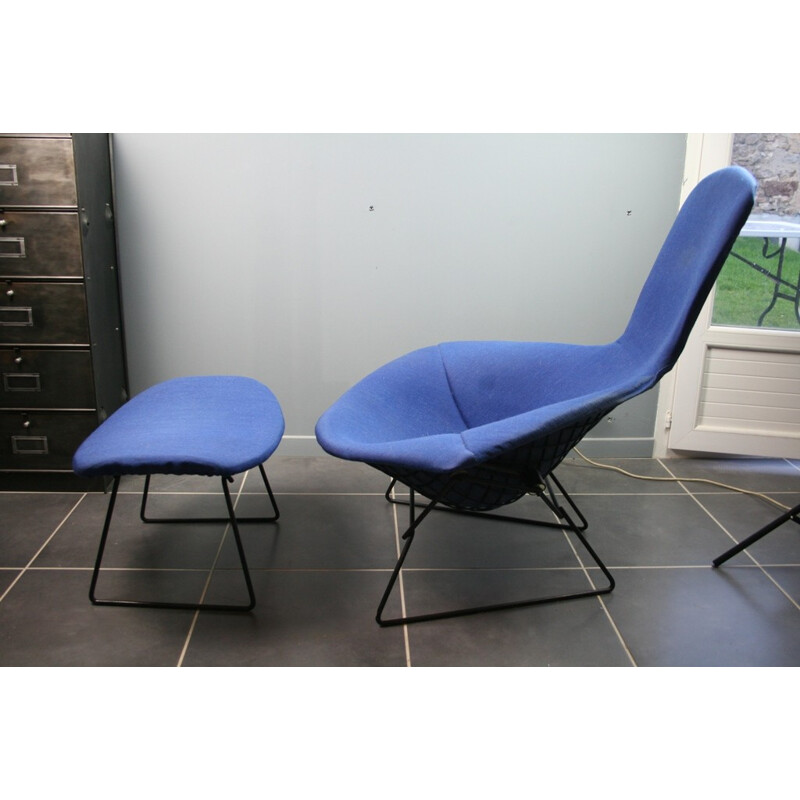 Fauteuil et ottoman "Haut Diamant" de Harry Bertoia pour Knoll - 1970