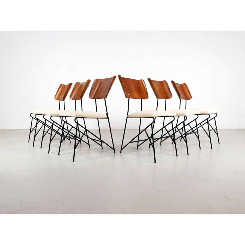 Set of 6 Italian Dining Chairs by Carlo Ratti - 1950s