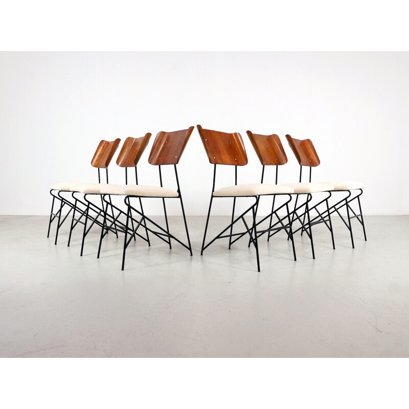 Suite de 6 chaises à repas italienne par Carlo Ratti - 1950