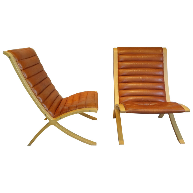 Pair of armchairs "AX" in leather, Peter HVIDT & Orla MOLGAARD-NIELSEN - 1960s