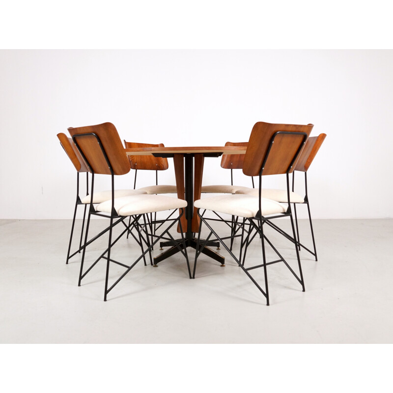 Suite de 6 chaises à repas italienne par Carlo Ratti - 1950