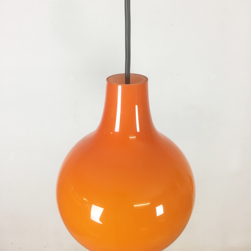 Paire of original german orange glass Hanging Light for Peill & Putzler Germany - 1970s