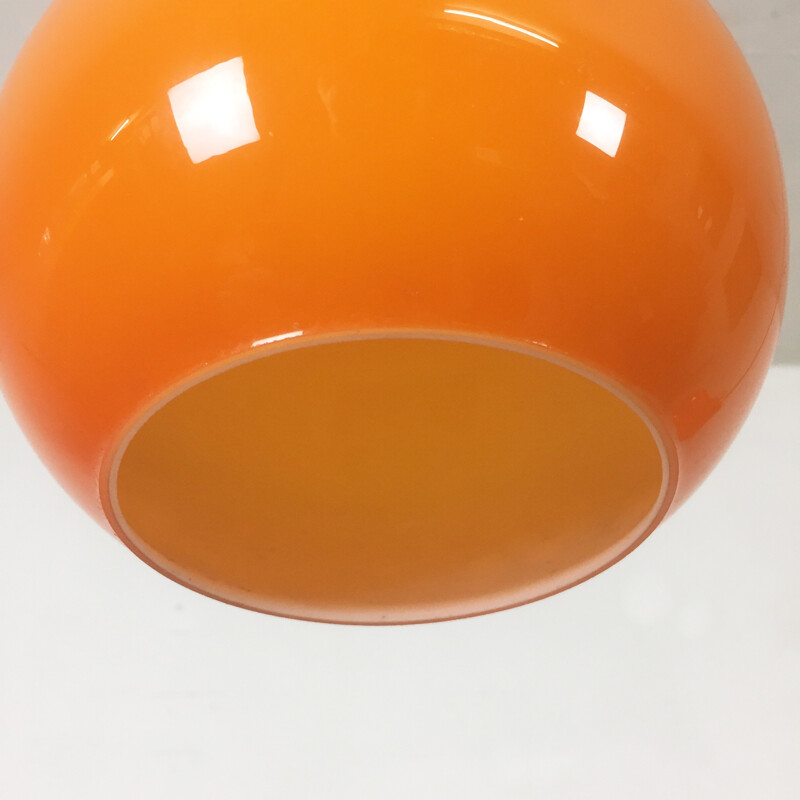 Paire of original german orange glass Hanging Light for Peill & Putzler Germany - 1970s