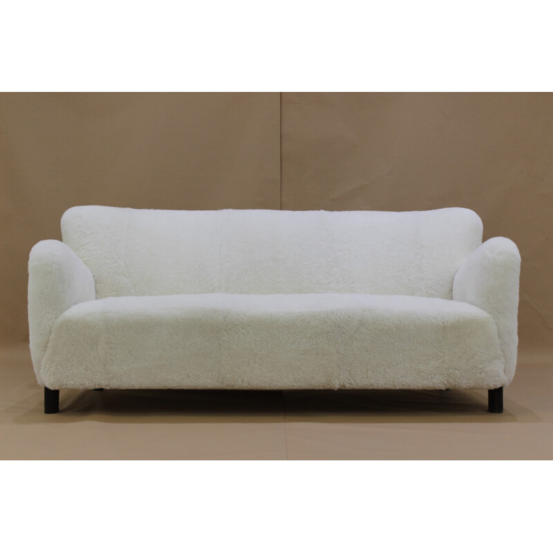 3 Seater vintage Sofa in Sheep Skin,model 1669A by Fritz Hansen - 1940s