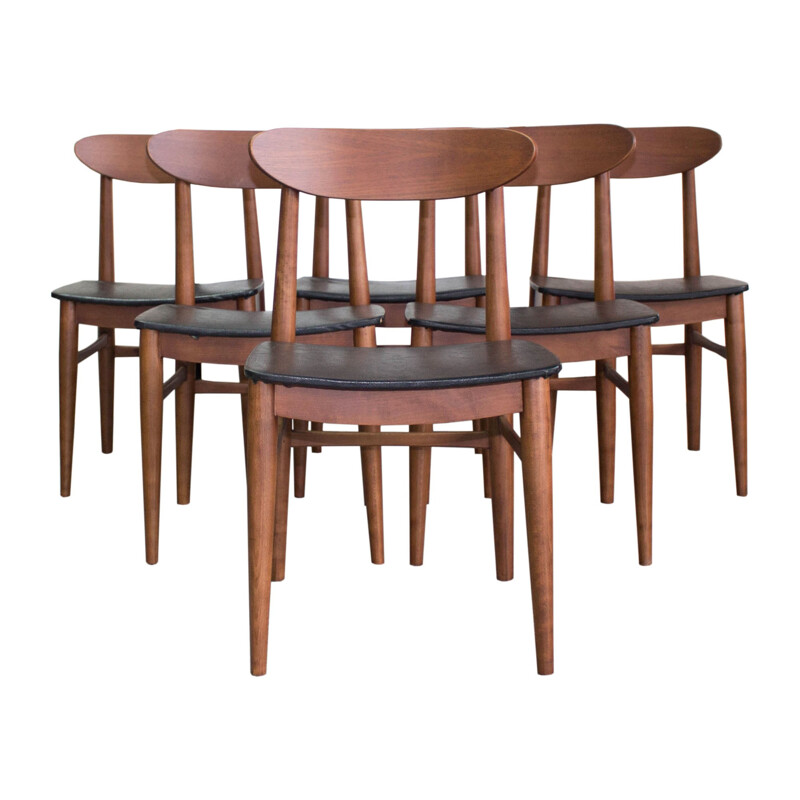 Set of 6 Danish teak vintage dining chairs - 1960s