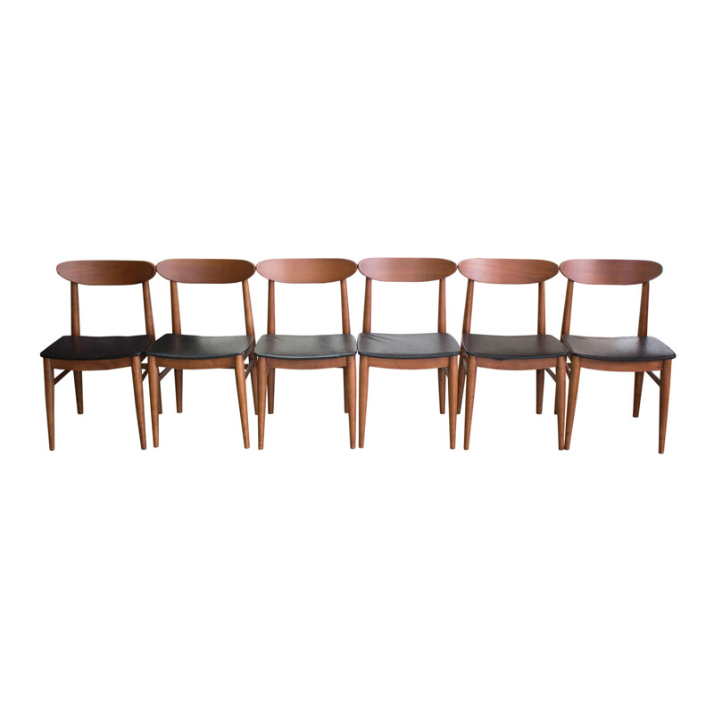 Set of 6 Danish teak vintage dining chairs - 1960s