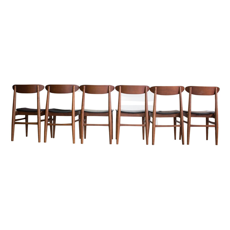 Set of 6 Danish teak vintage dining chairs - 1960s