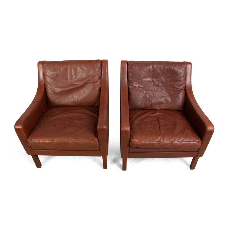 Paire de fauteuils danois vintage en cuir - 1960
