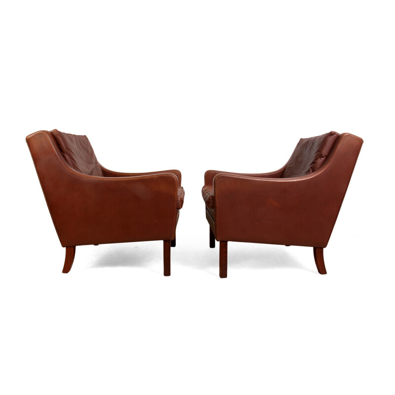 Pair of leather Danish armchairs - 1960s