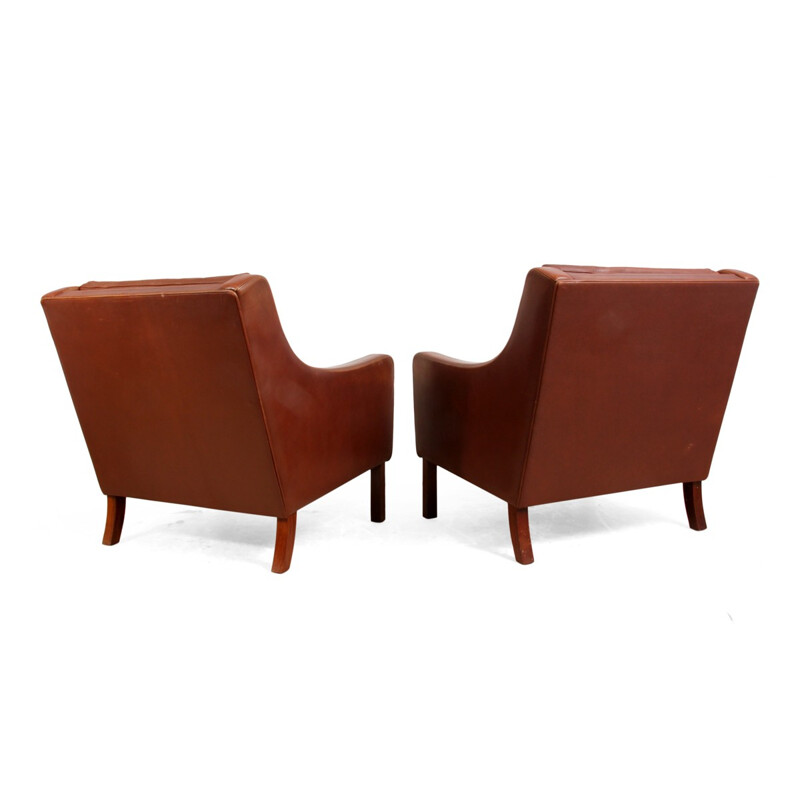 Pair of leather Danish armchairs - 1960s