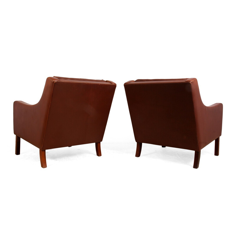 Pair of leather Danish armchairs - 1960s