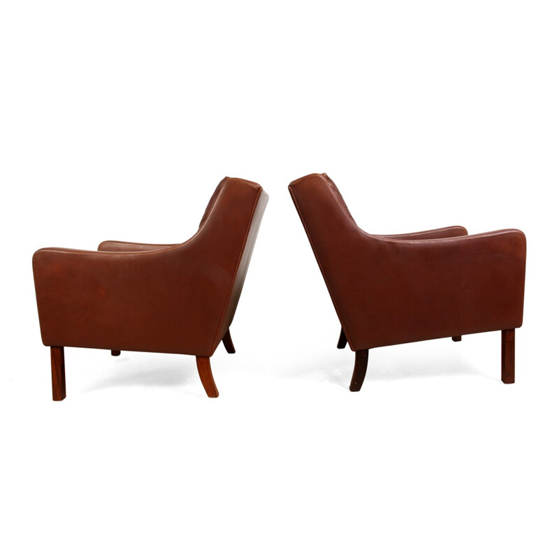 Pair of leather Danish armchairs - 1960s