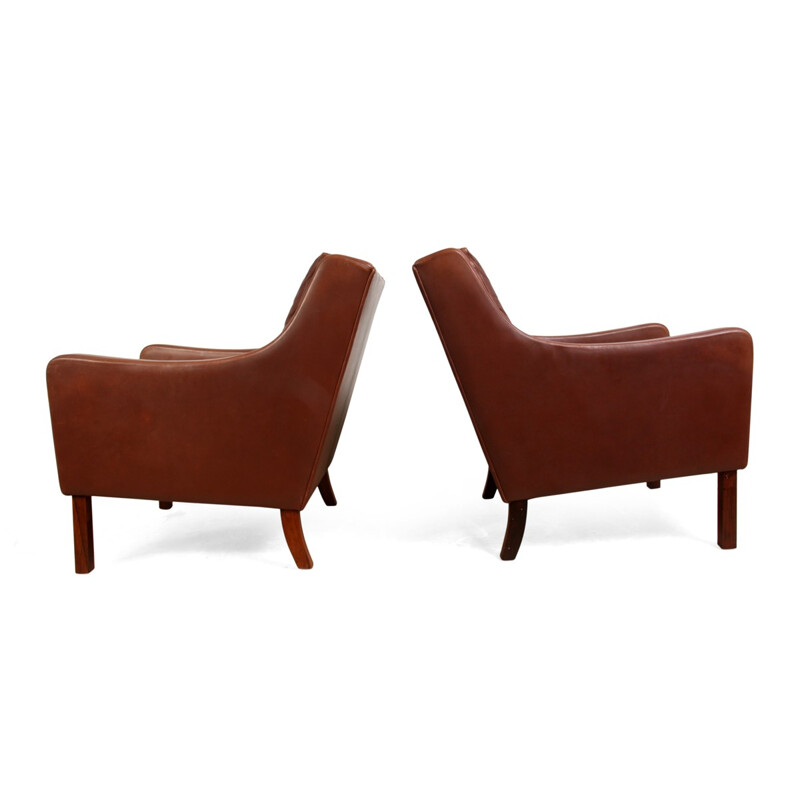 Paire de fauteuils danois vintage en cuir - 1960