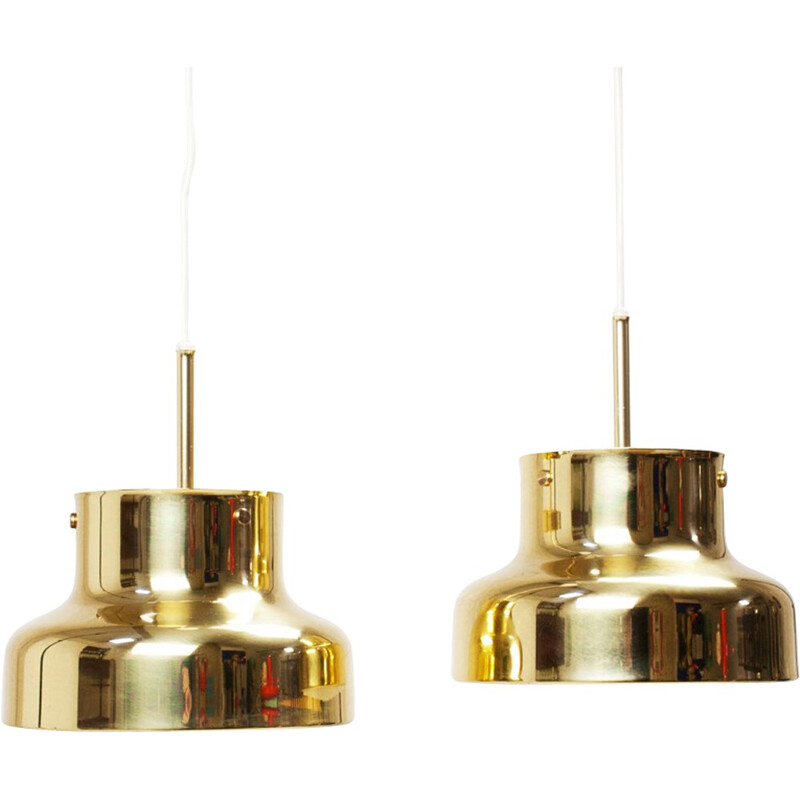 Pair of Bumling hanging in lamps in brass by Anders Pehrson - 1960s